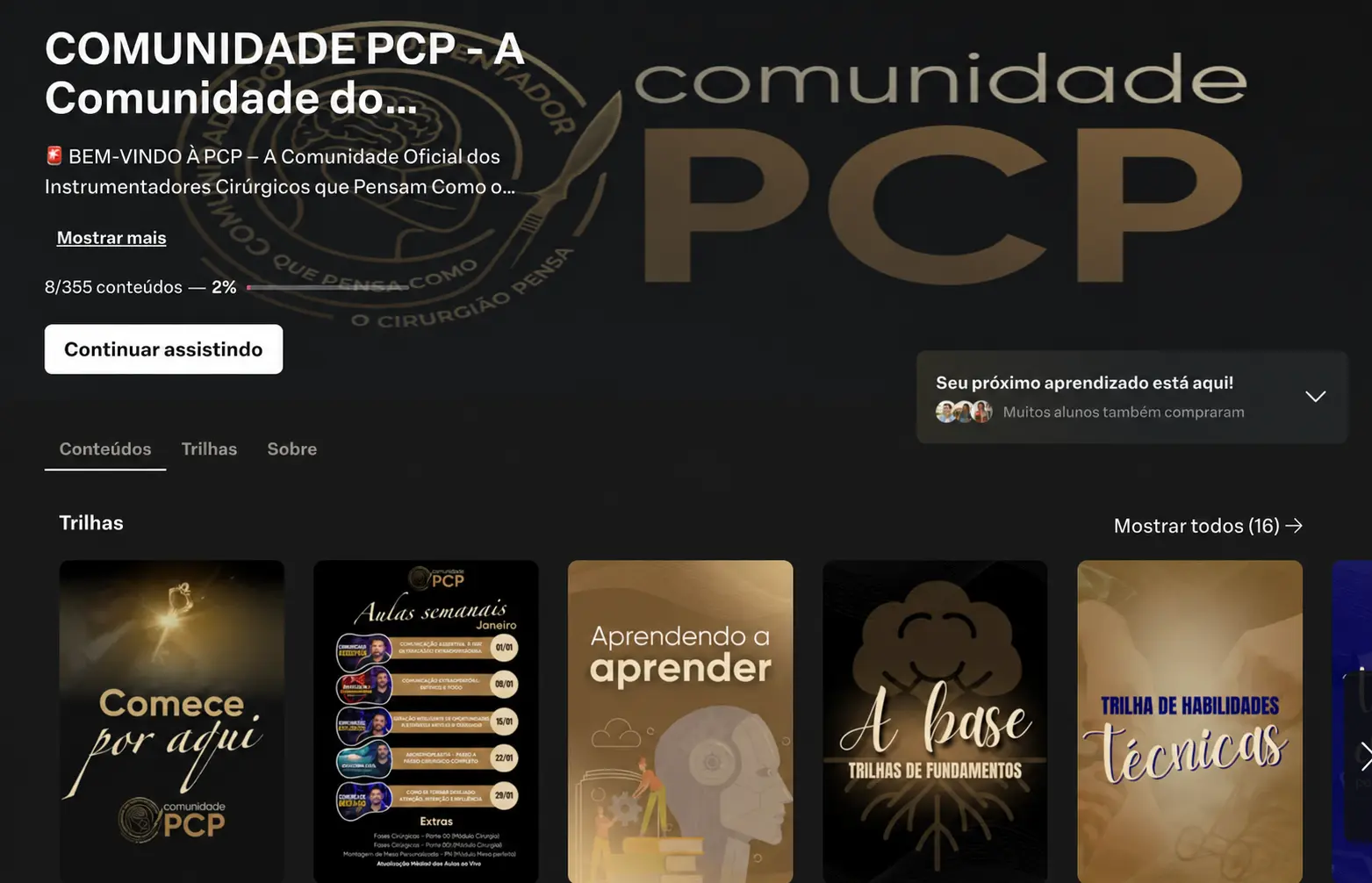 Área de membros da Comunidade PCP